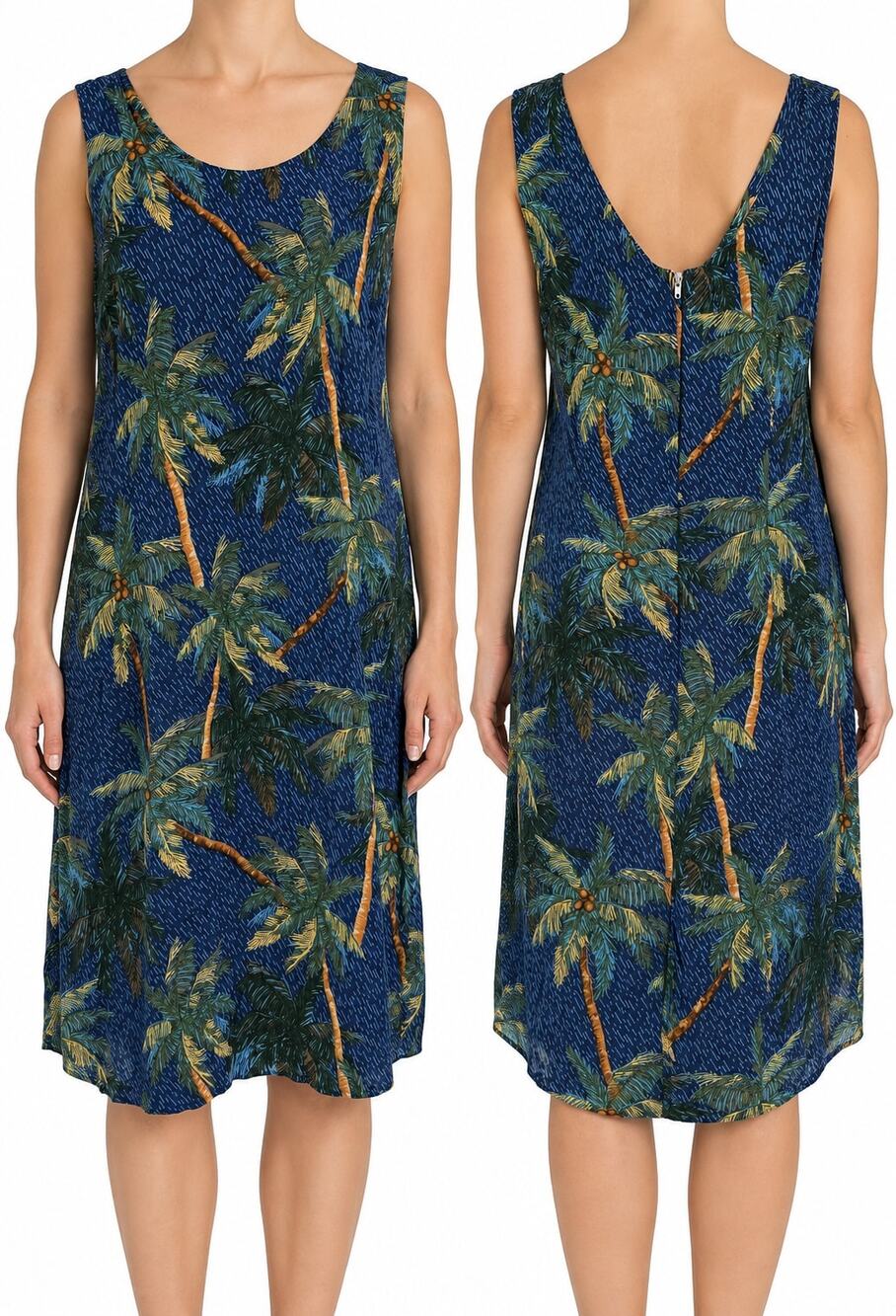 Reyn Spooner Hawaiian Traditions Tropical Palm Women's Sleeveless Dress Size XL